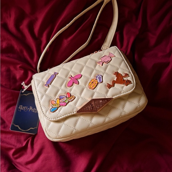 Loungefly Cream Quilted Crossbody with Colorful Enamel Charms - Picture 2 of 8